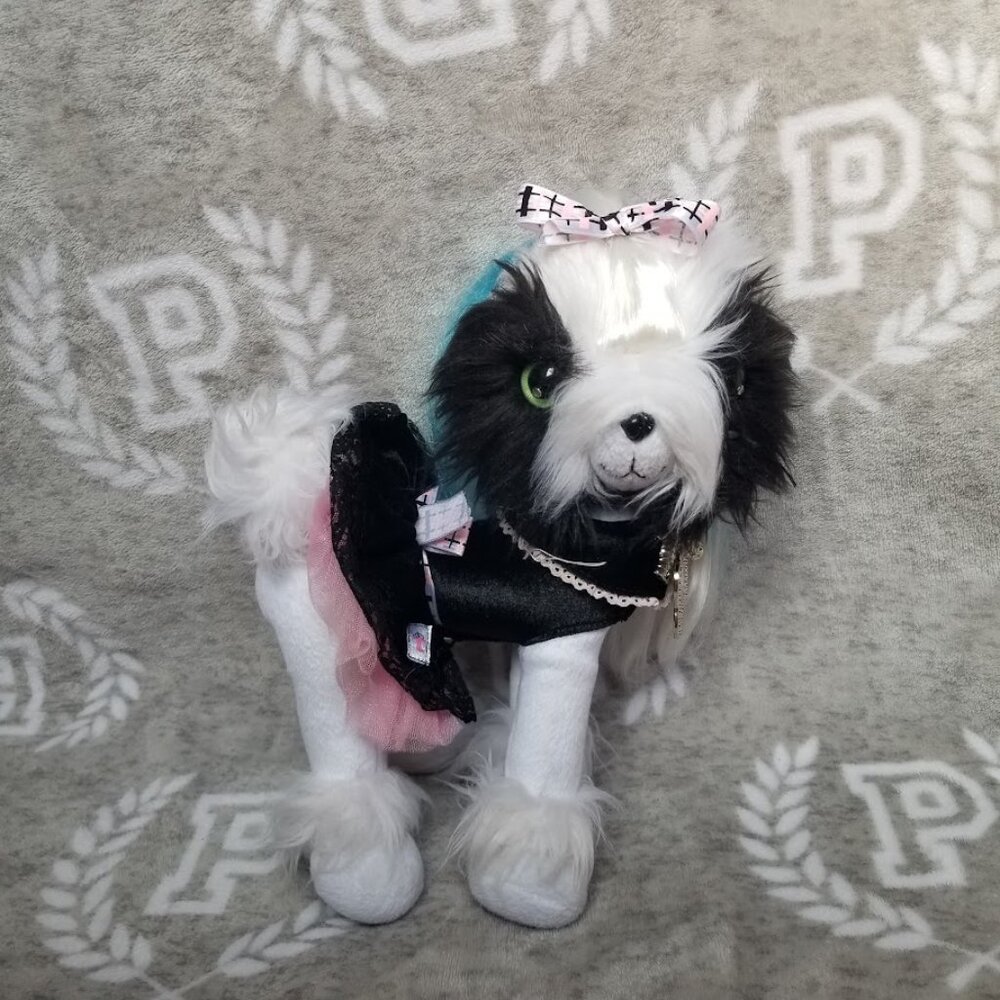 Tini Puppini Plush Dog Tisha Black White Blue Accessories Vintage Y2K